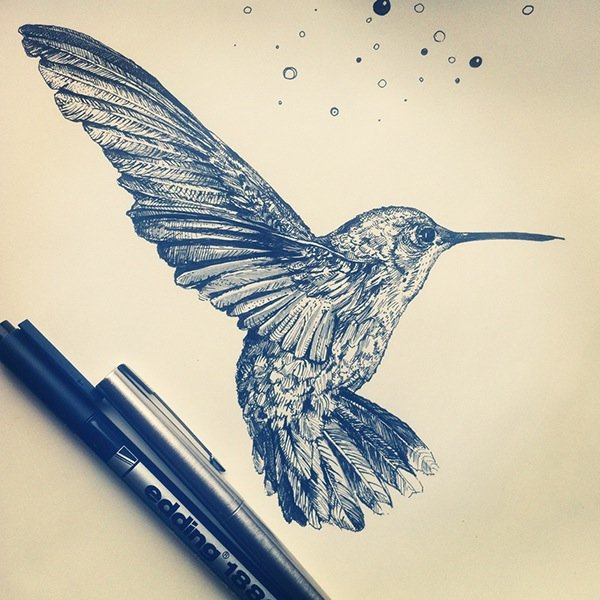 Птица ручкой
