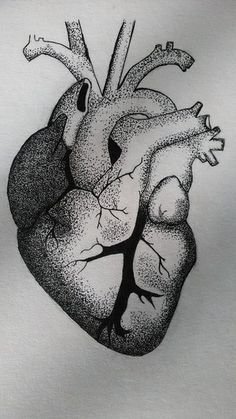 Сердце черной гелевой ручкой