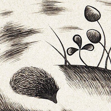 Рисование углем Ежик