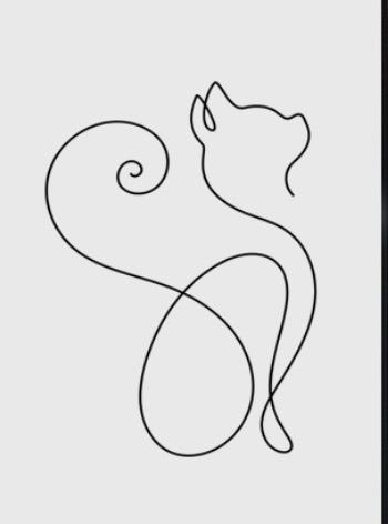 Силуэты кошек линиями