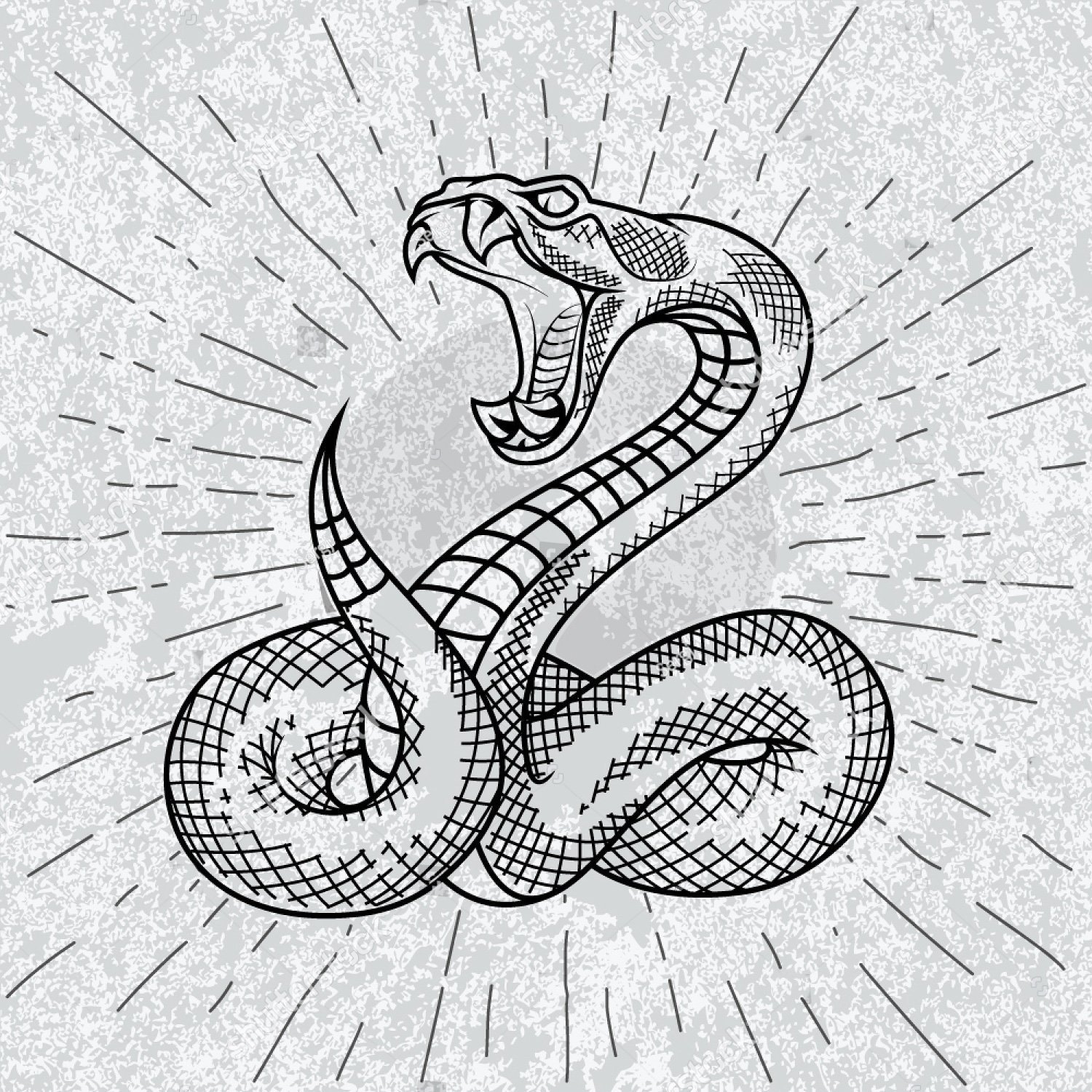 Рисунок змеи ручкой
