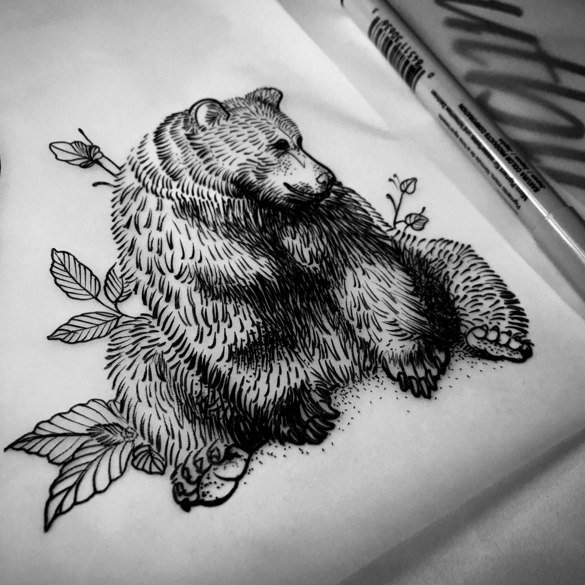 Мишка тату эскиз