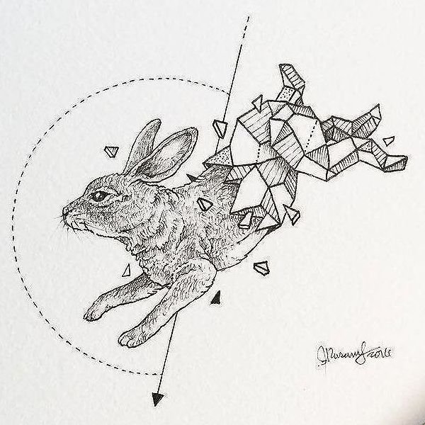 Геометрический кролик тату