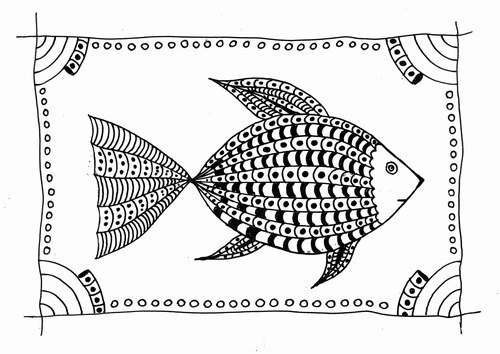 Рыба рисунок гелевой ручкой