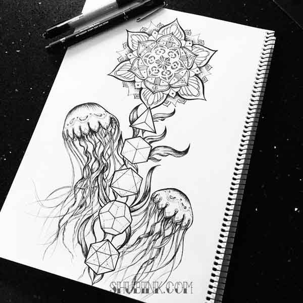 Медуза гелевой ручкой