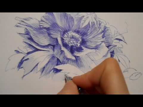 Цветы шариковой ручкой