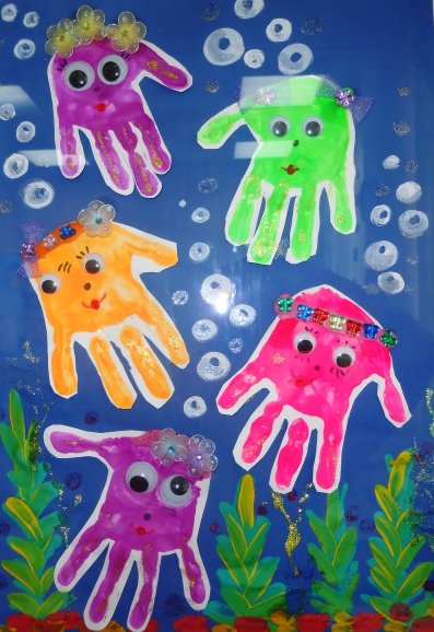 Ладошки Осьминожки рисование ладошкой