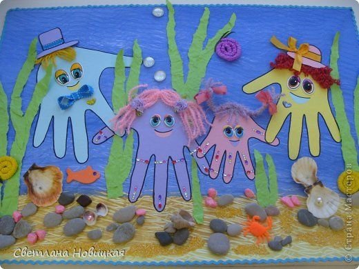 Осьминожек рисование ладошкой