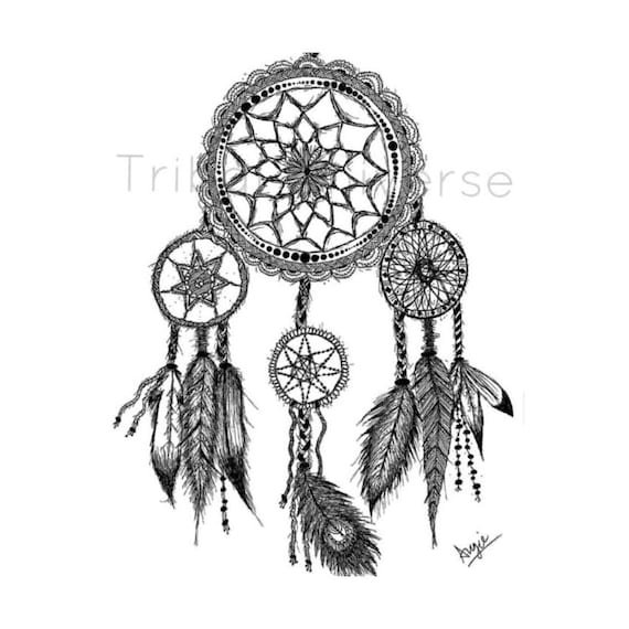 Ловец снов черной ручкой