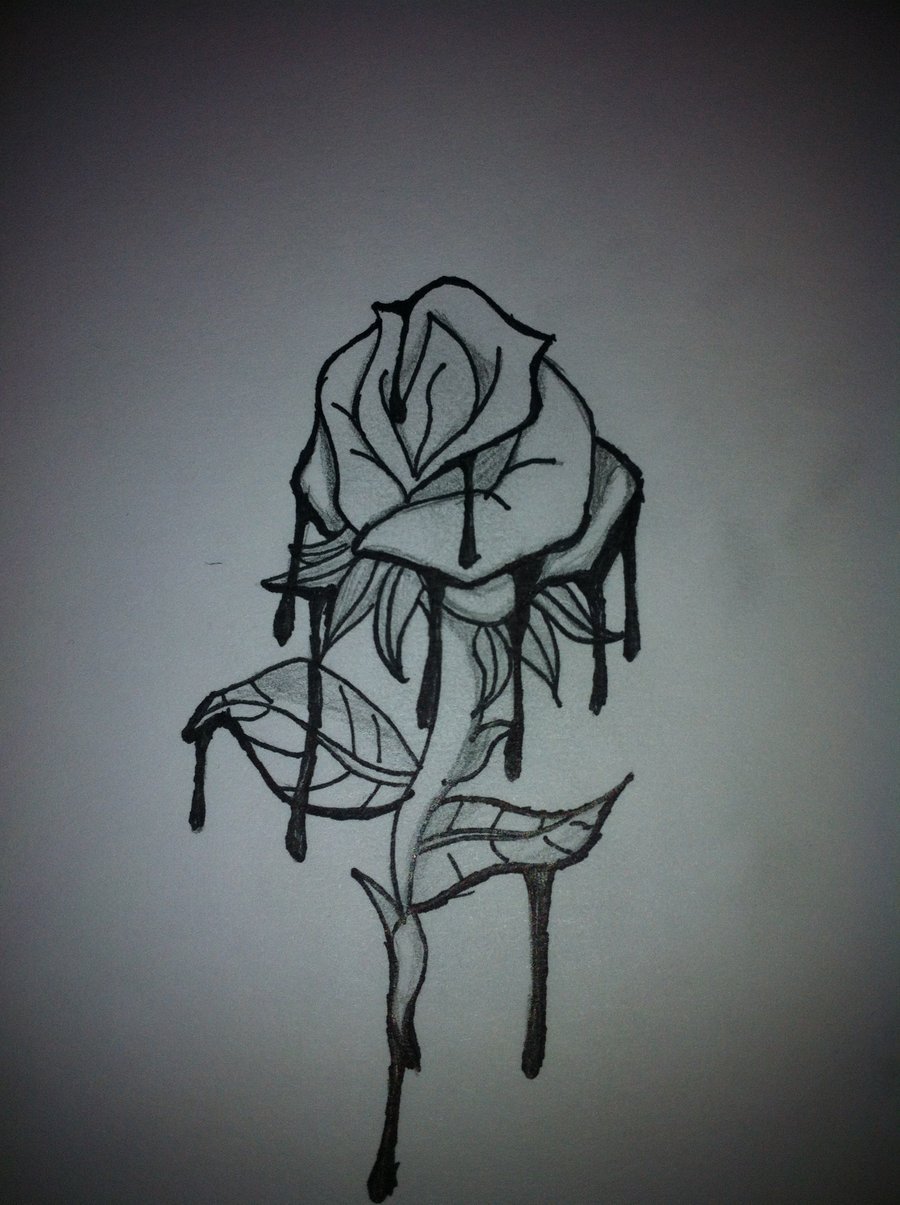 Роза черной ручкой
