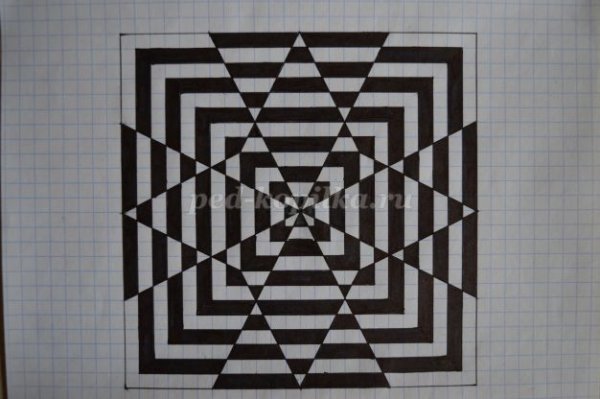 Оптические иллюзии в тетради в клетку