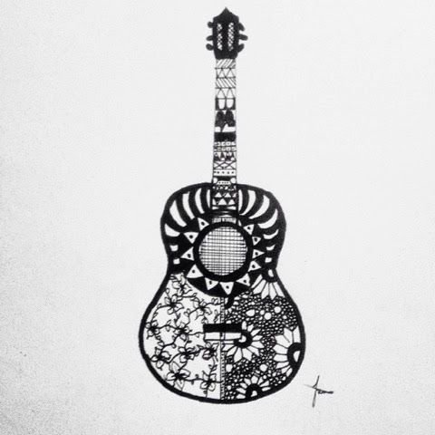 Гитара черной ручкой