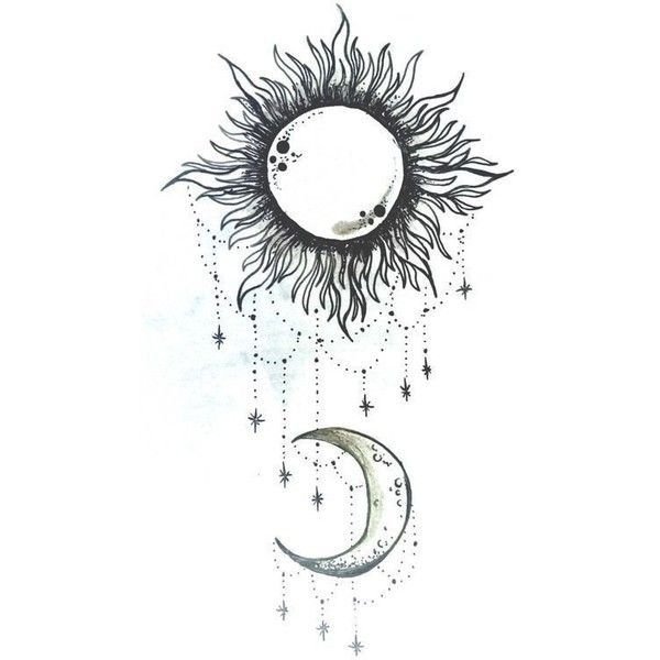 Тату солнце и Луна эскиз