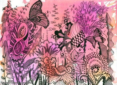 Акварель и гелевые ручки