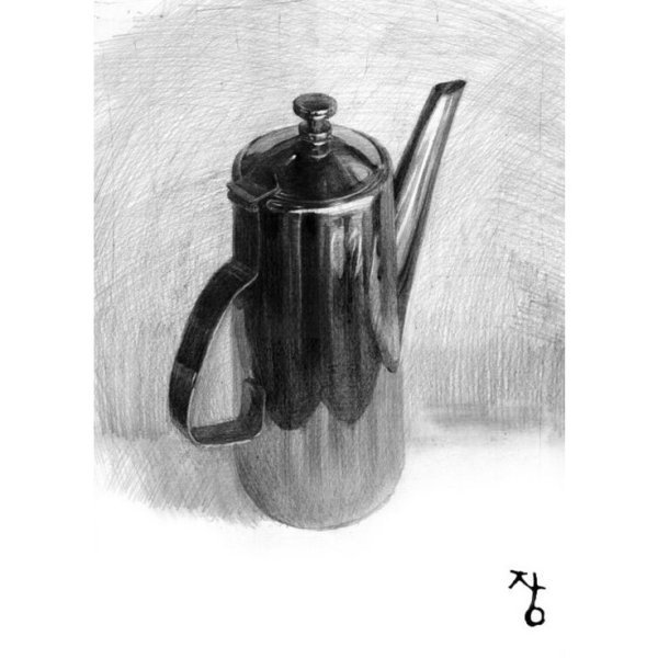 Металлический чайник карандашом