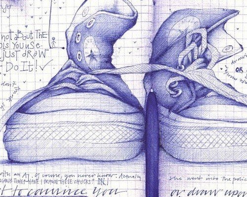 Рисунки шариковой ручкой в тетрадке