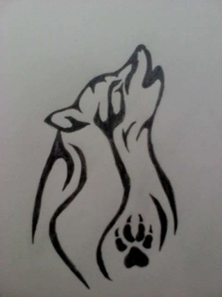 Легкие тату волка