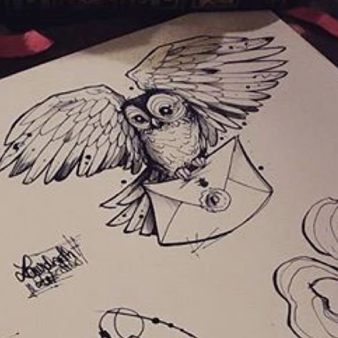 Скетч Сова Гарри Поттера