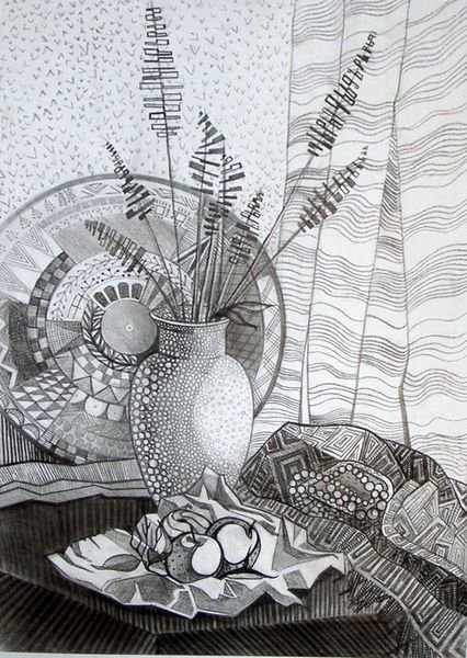Декоративный натюрморт в графике
