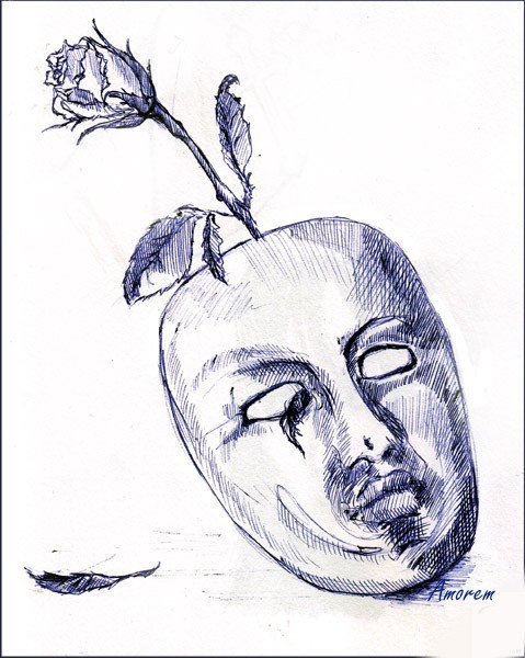 Маска набросок карандашом