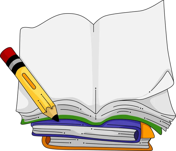 Раскрытая тетрадь с ручкой на прозрачном фоне