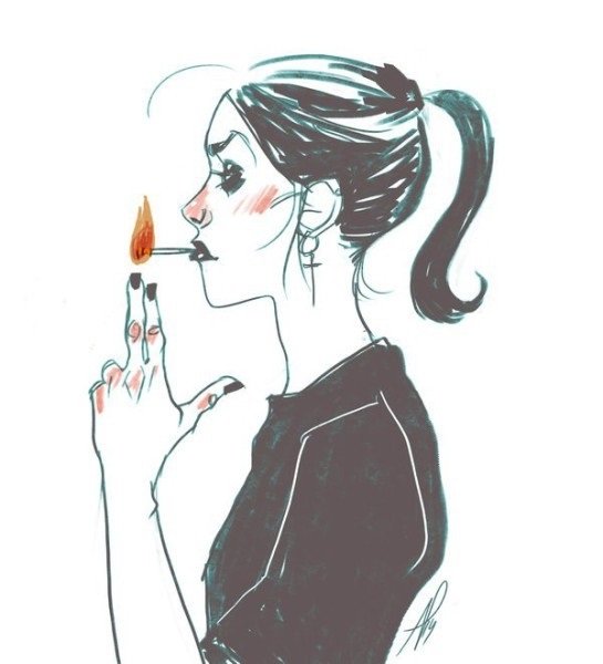 Курящая девушка арт