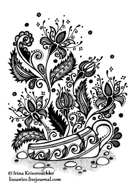 Наброски натюрморт с цветами