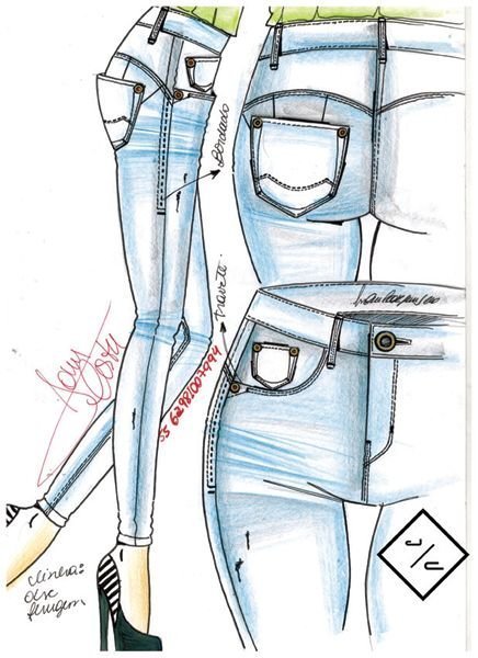 Джинсы скетч маркерами