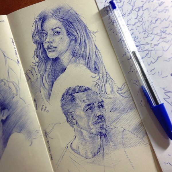 Наброски шариковой ручкой