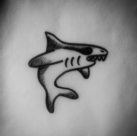 Тату ручкой акула