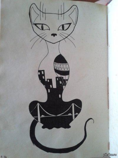 Ручка черный кот