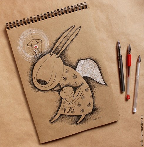 Скетчи на крафтовой бумаге