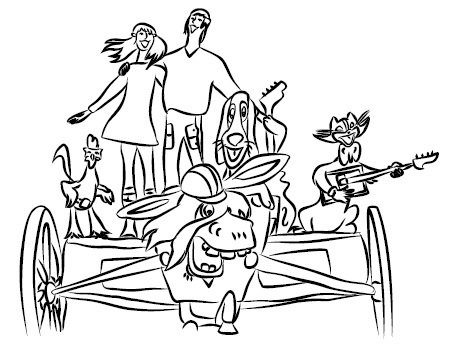 Иллюстрация к сказке братьев Гримм Бременские музыканты