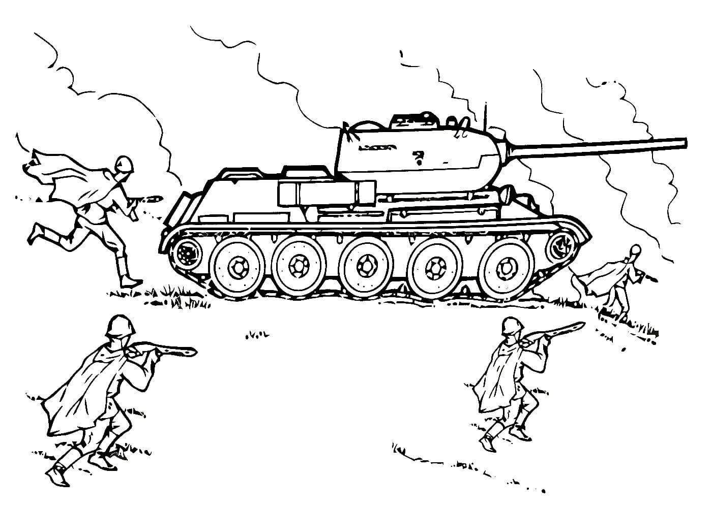 Военный танк раскраска т34