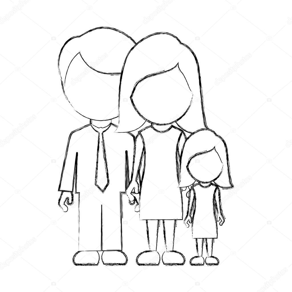 Рисунок семьи из 3 человек карандашом