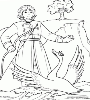 Раскраска Гвидон и принцесса лебедь