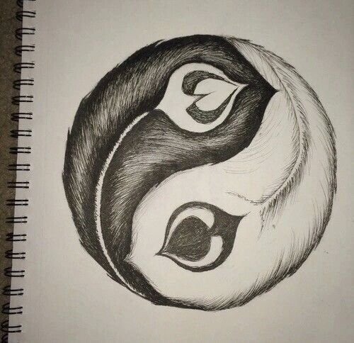 Инь Янь рисунок карандашом