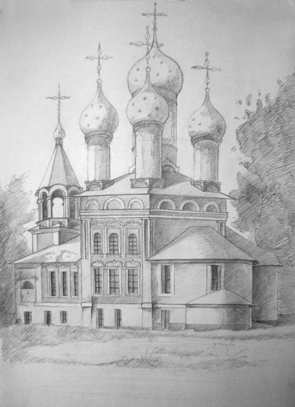Церковь карандашом
