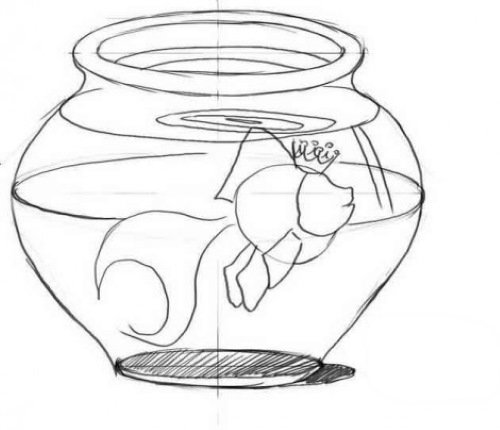 Рисование рыбки в аквариуме