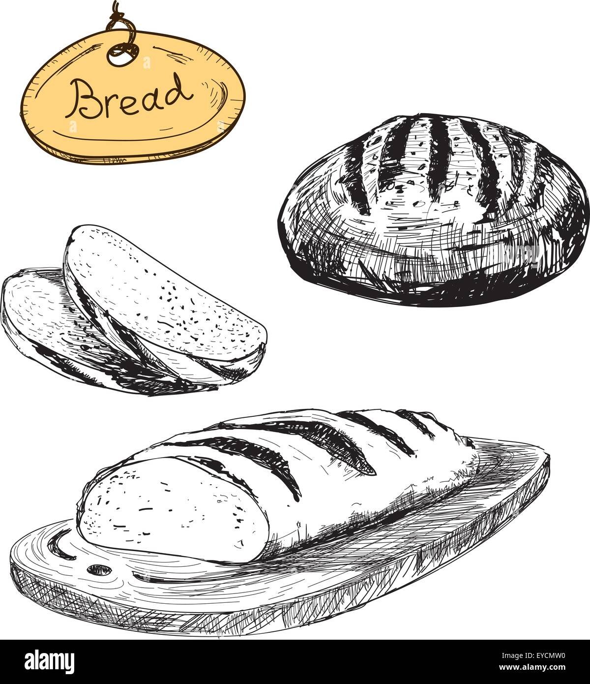 Эскиз кусочек хлеба