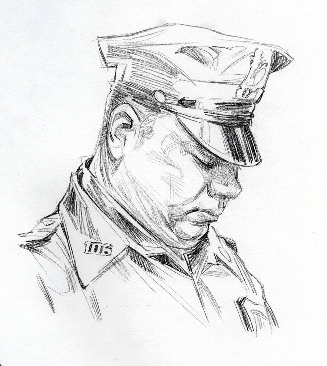 Портрет милиционера карандашом