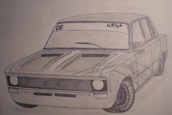 Рисунки карандашом машины ваз (49 фото)