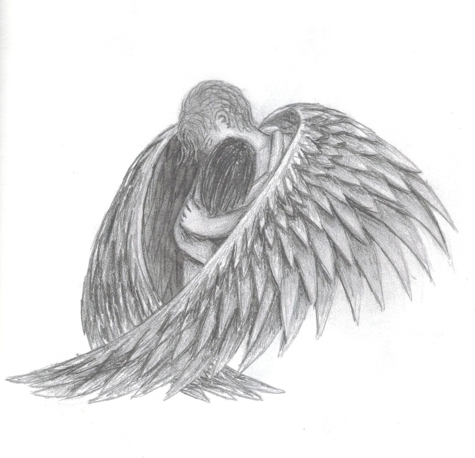 Набросок ангела карандашом