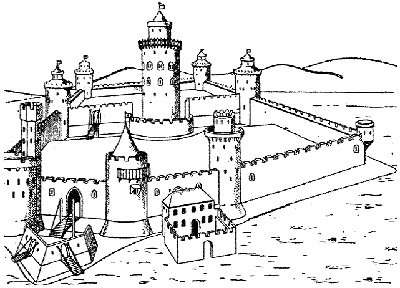 Раскраска Рыцарский замок средневековья