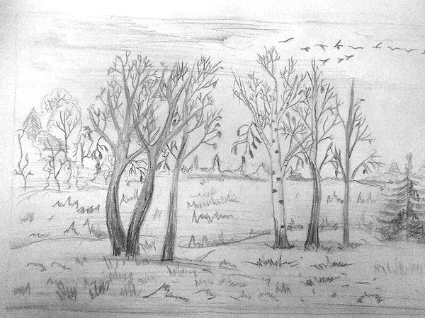 Рисование «хмурая осень»