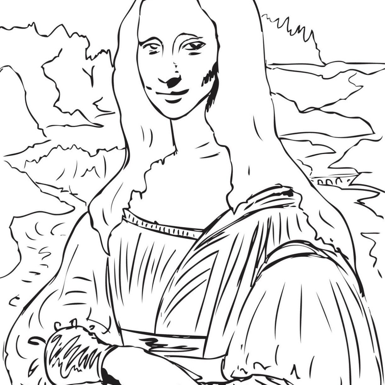 Портрет Мона Лиза раскраска