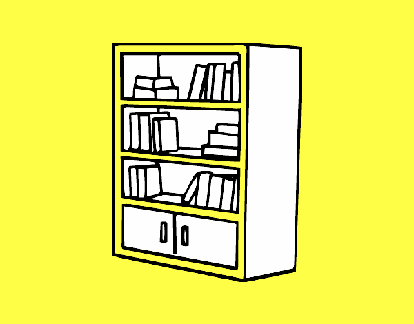 Нарисовать шкаф с книгами