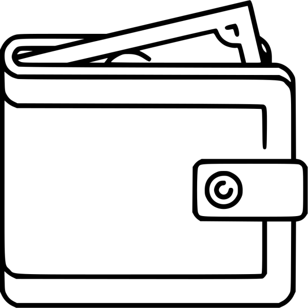 Раскраска кошелек для детей