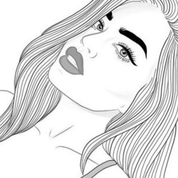 Черно белые рисунки девушек для срисовки