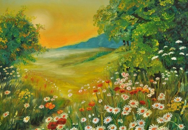 Летний пейзаж карандашом